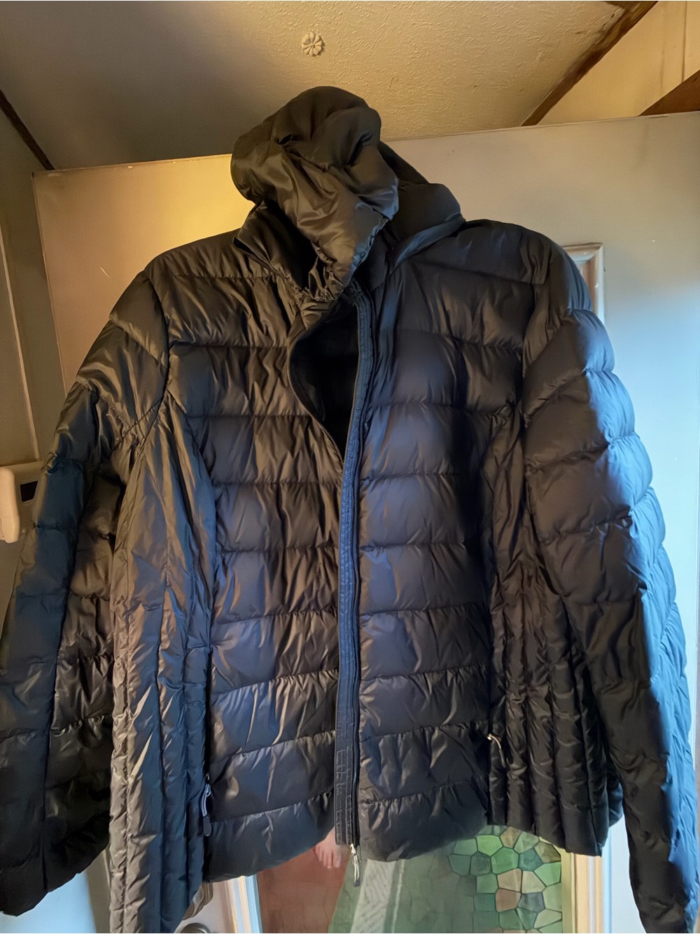 Black Quilted Puffer Jacket with Hood - Heatkeep